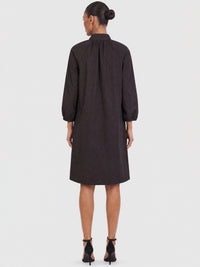 APART Oversized Taftkleid mit Bindekragen | schwarz