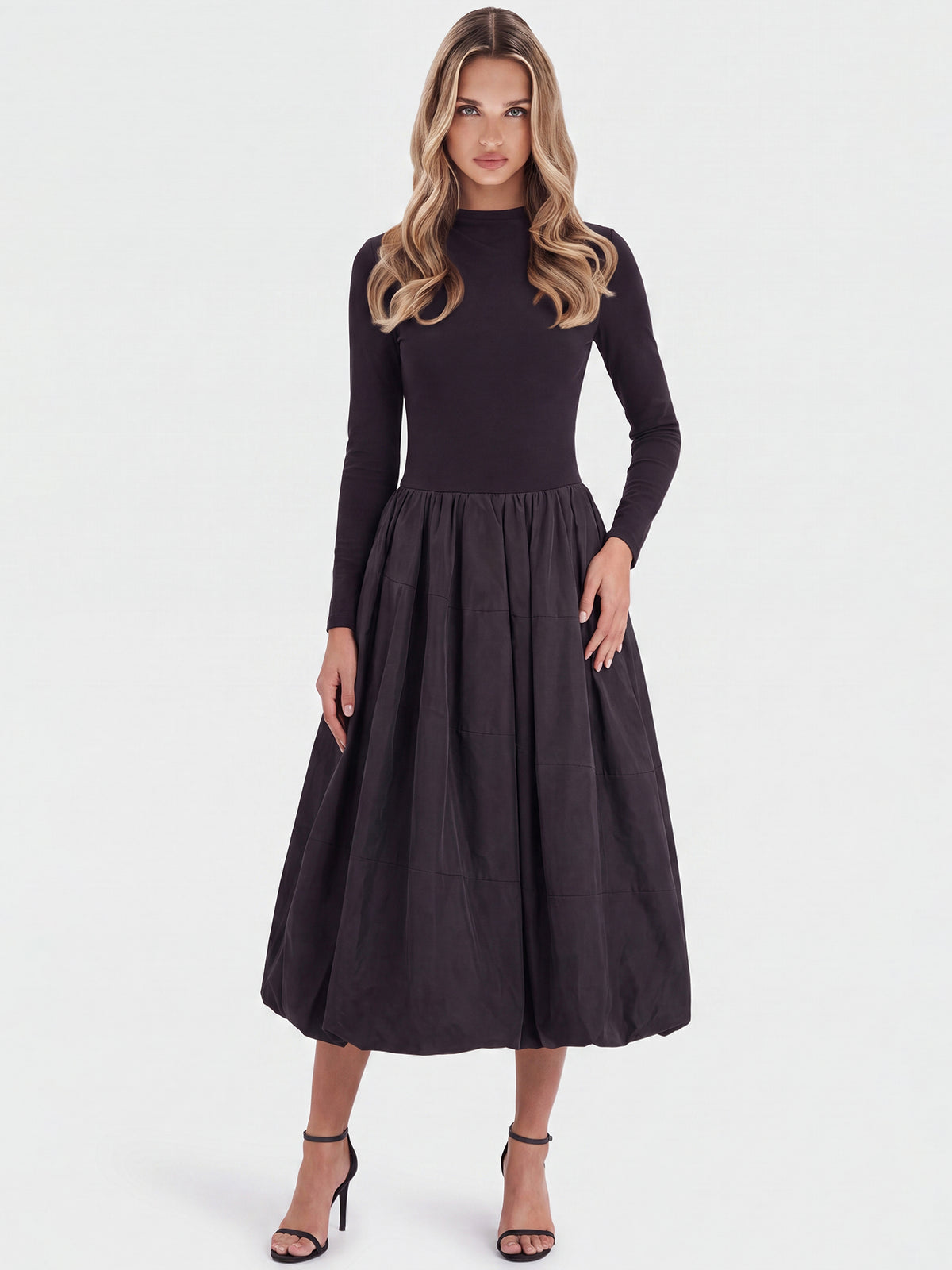 APART Midikleid mit Ballonrock | schwarz