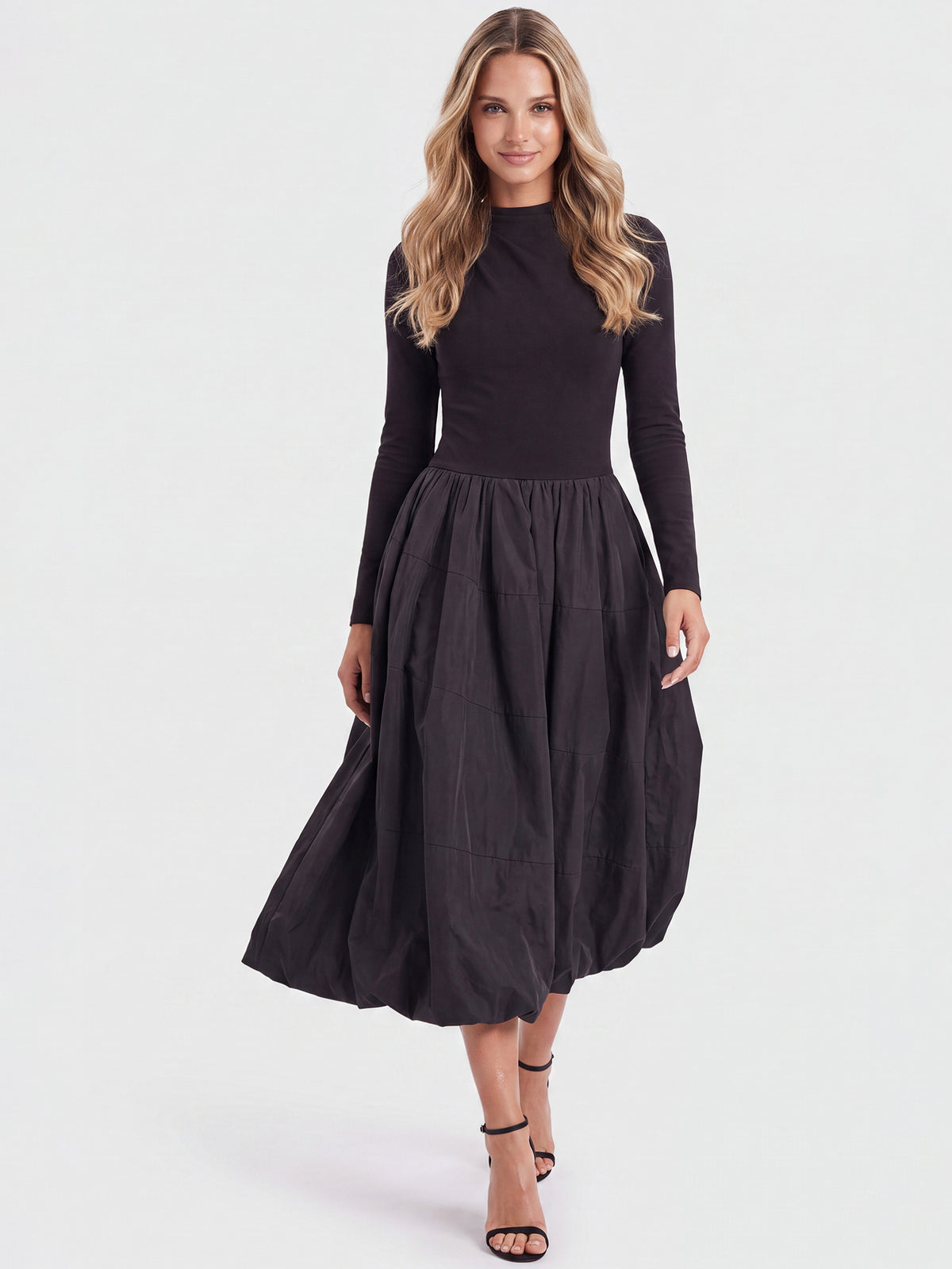APART Midikleid mit Ballonrock | schwarz
