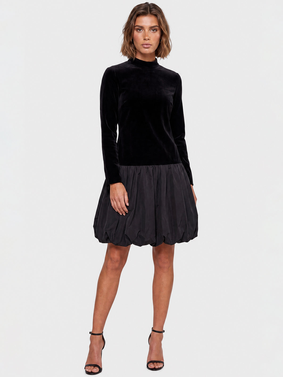APART Samtkleid mit Ballonrock aus Taft | schwarz