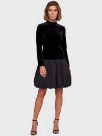 APART Samtkleid mit Ballonrock aus Taft | schwarz