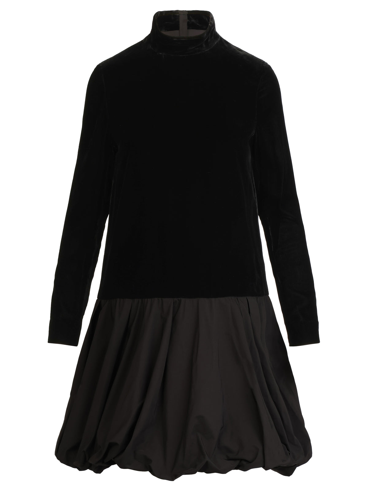 APART Samtkleid mit Ballonrock aus Taft | schwarz