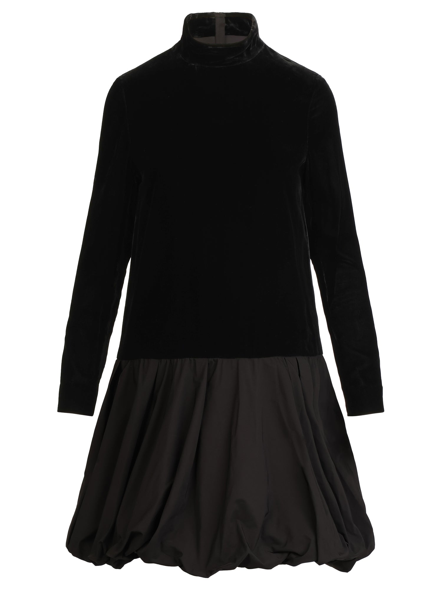 APART Samtkleid mit Ballonrock aus Taft | schwarz