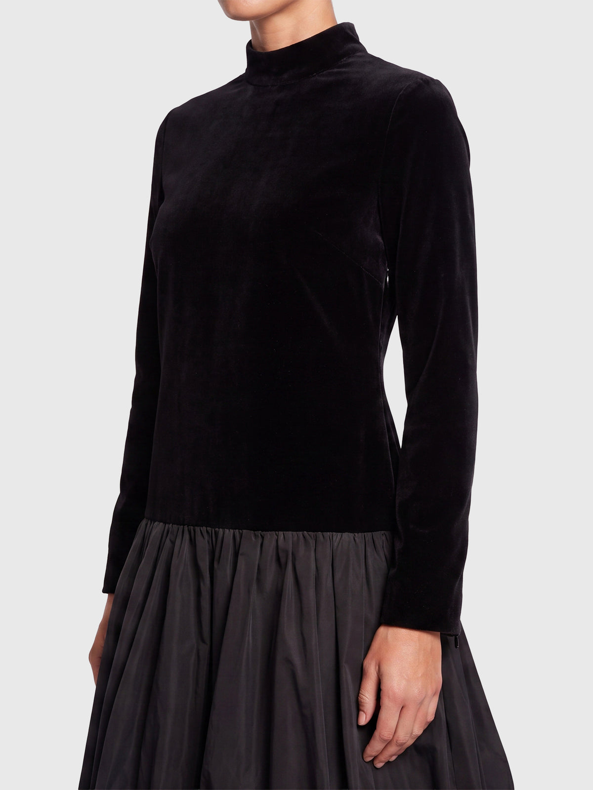 APART Samtkleid mit Ballonrock aus Taft | schwarz