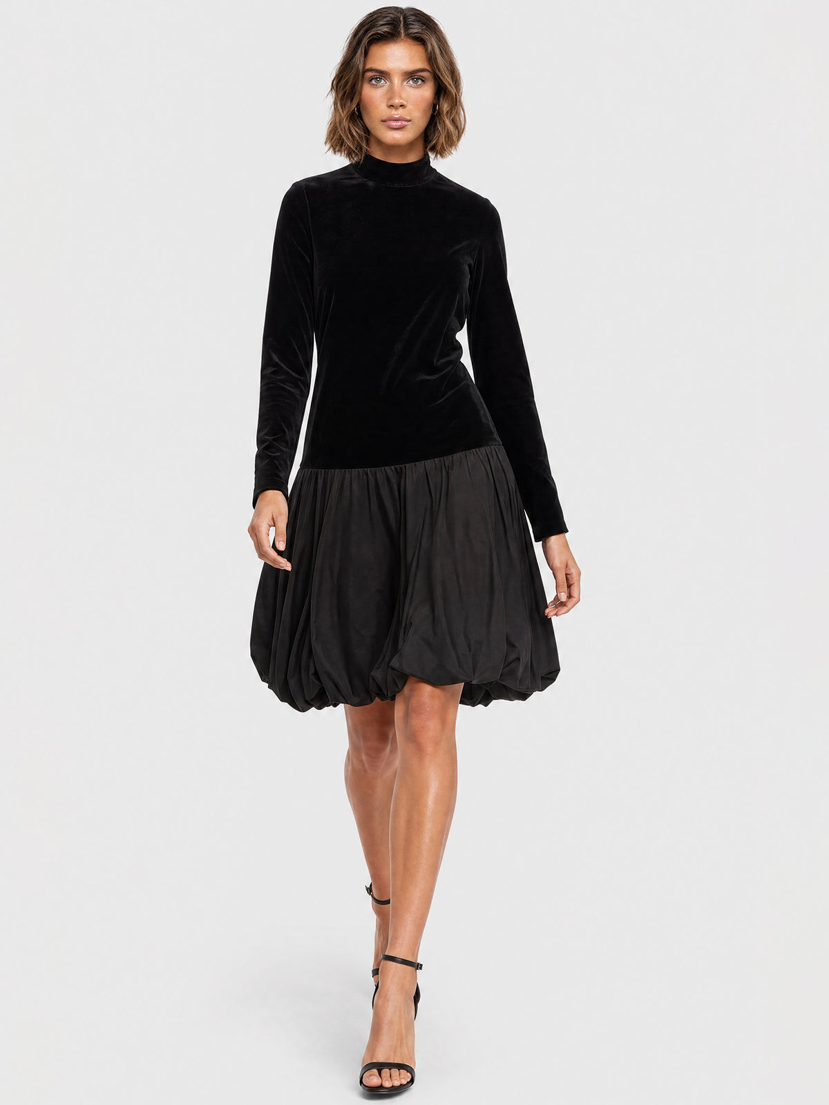 APART Samtkleid mit Ballonrock aus Taft | schwarz