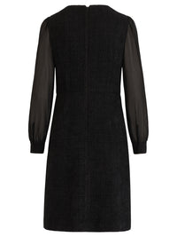 APART Bouclékleid mit Chiffonärmeln und Zierknopfleiste | schwarz