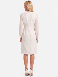 APART Bouclékleid mit Chiffonärmeln und Zierknopfleiste | creme
