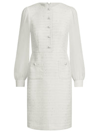 APART Bouclékleid mit Chiffonärmeln und Zierknopfleiste | creme
