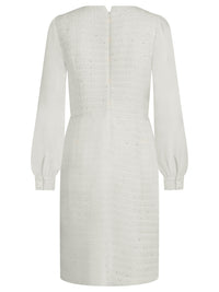 APART Bouclékleid mit Chiffonärmeln und Zierknopfleiste | creme