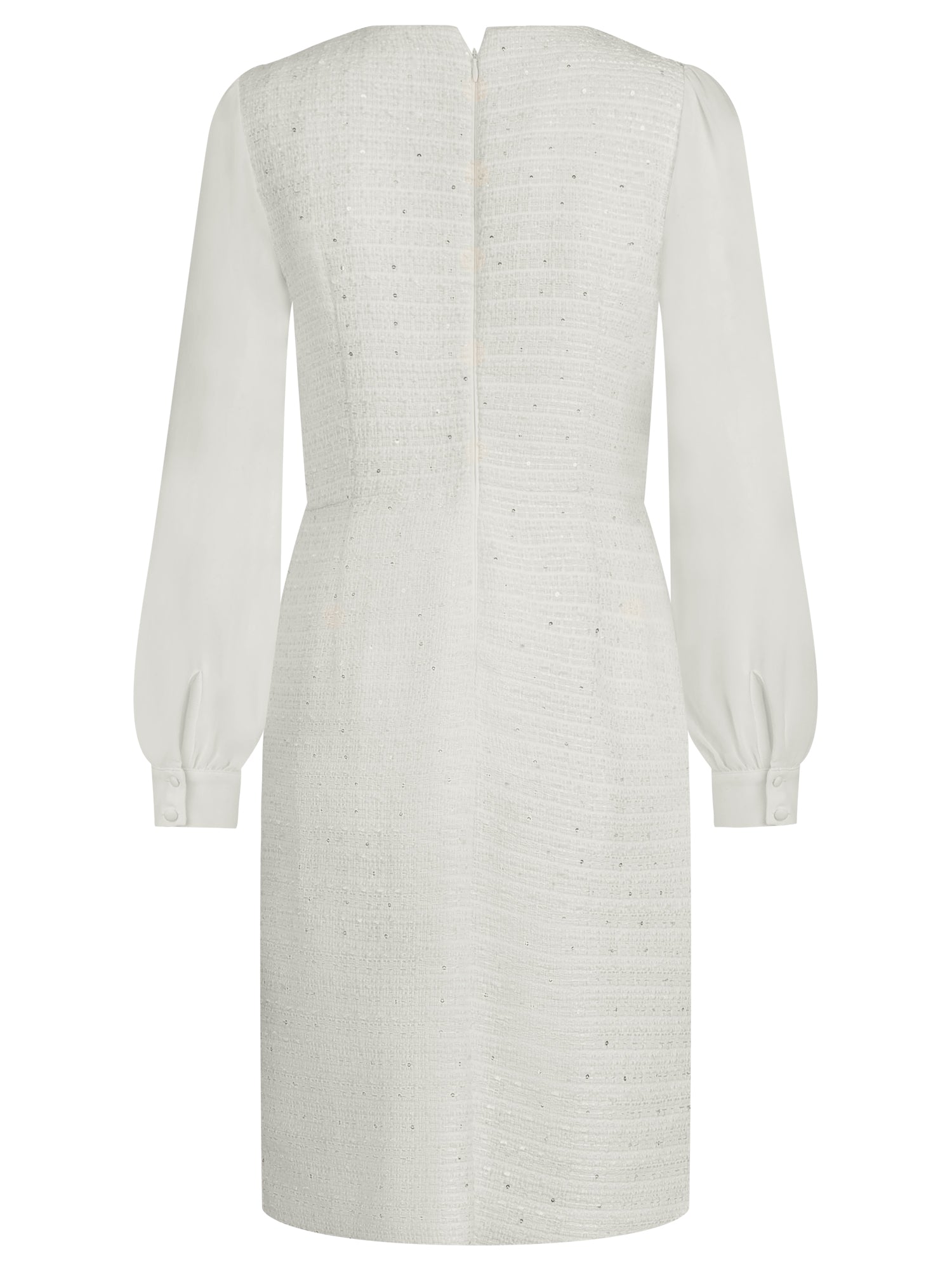 APART Bouclékleid mit Chiffonärmeln und Zierknopfleiste | creme