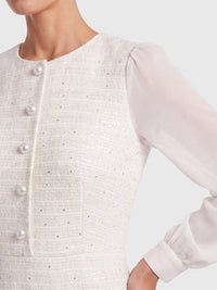 APART Bouclékleid mit Chiffonärmeln und Zierknopfleiste | creme