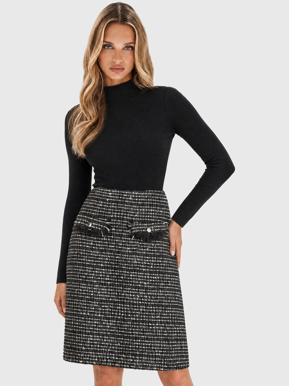 APART Kleid mit Bouclérock | schwarz