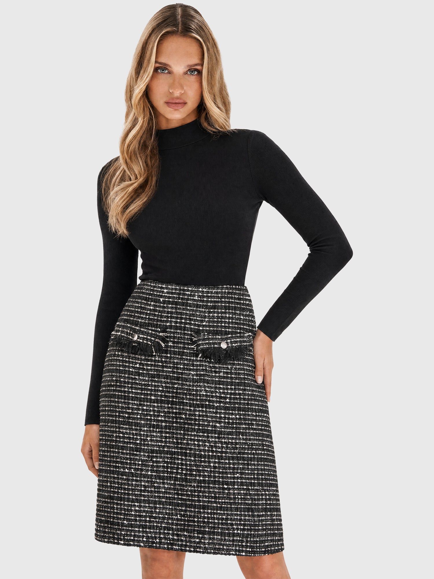 APART Kleid mit Bouclérock | schwarz