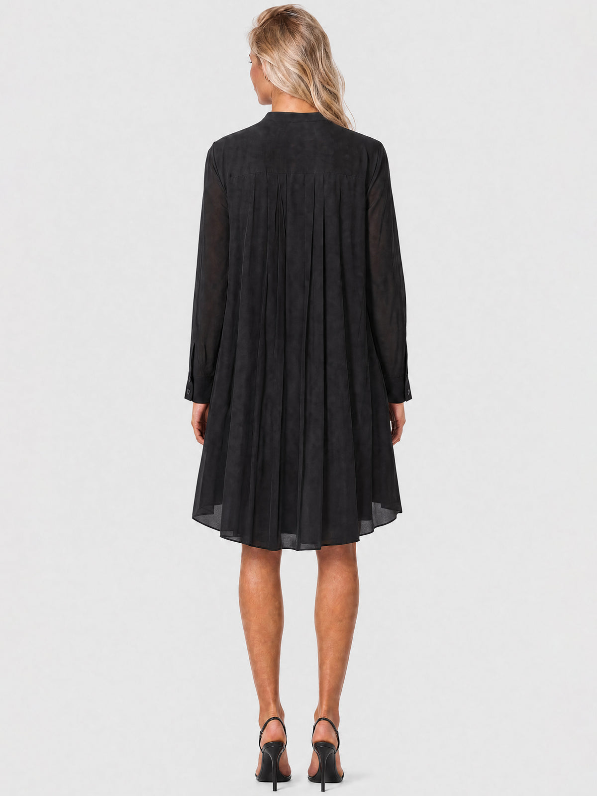 APART Oversized Kleid mit Organza-Blüten | schwarz