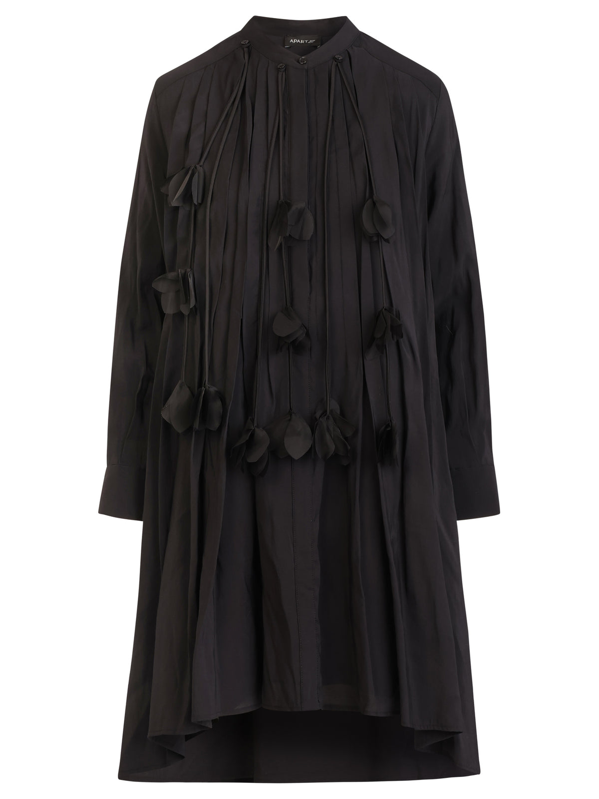 APART Oversized Kleid mit Organza-Blüten | schwarz