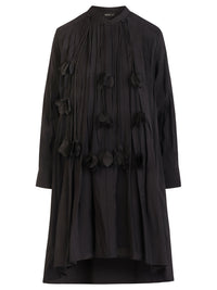 APART Oversized Kleid mit Organza-Blüten | schwarz