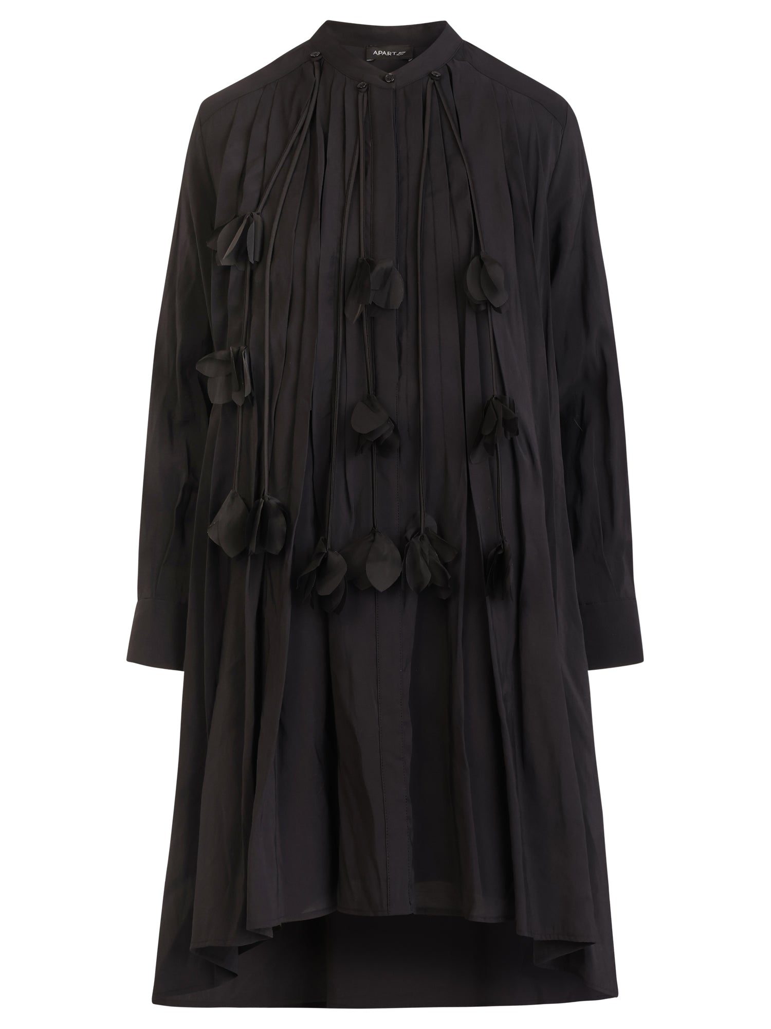 APART Oversized Kleid mit Organza-Blüten | schwarz