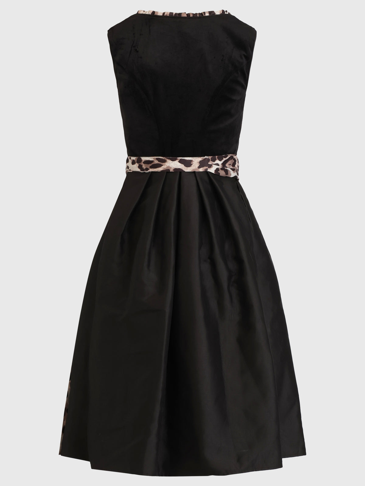 Dirndl aus Samt mit Leo-Schürze | schwarz-multicolor