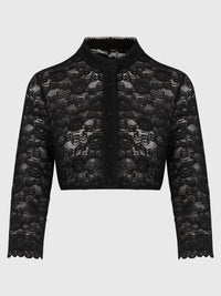 Dirndl-Bluse aus Spitze mit Stehkragen | schwarz