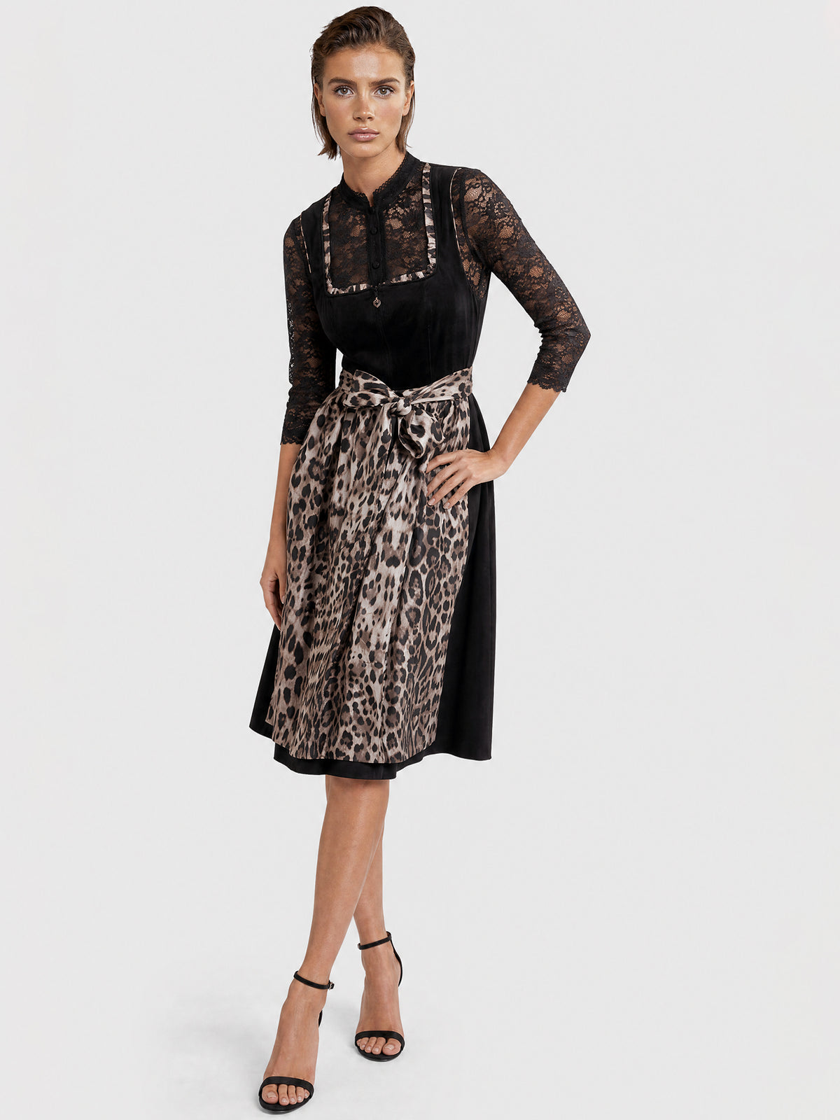 Dirndl-Bluse aus Spitze mit Stehkragen | schwarz