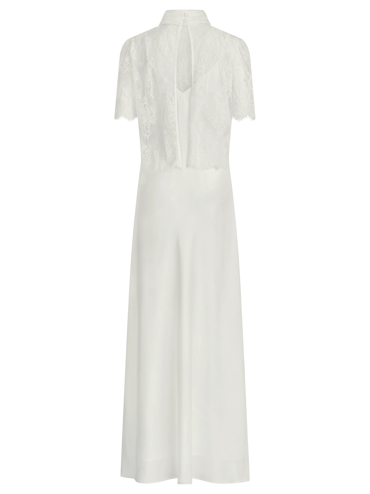 APART Langes Hochzeitskleid aus Satin mit Spitzenjäckchen | creme