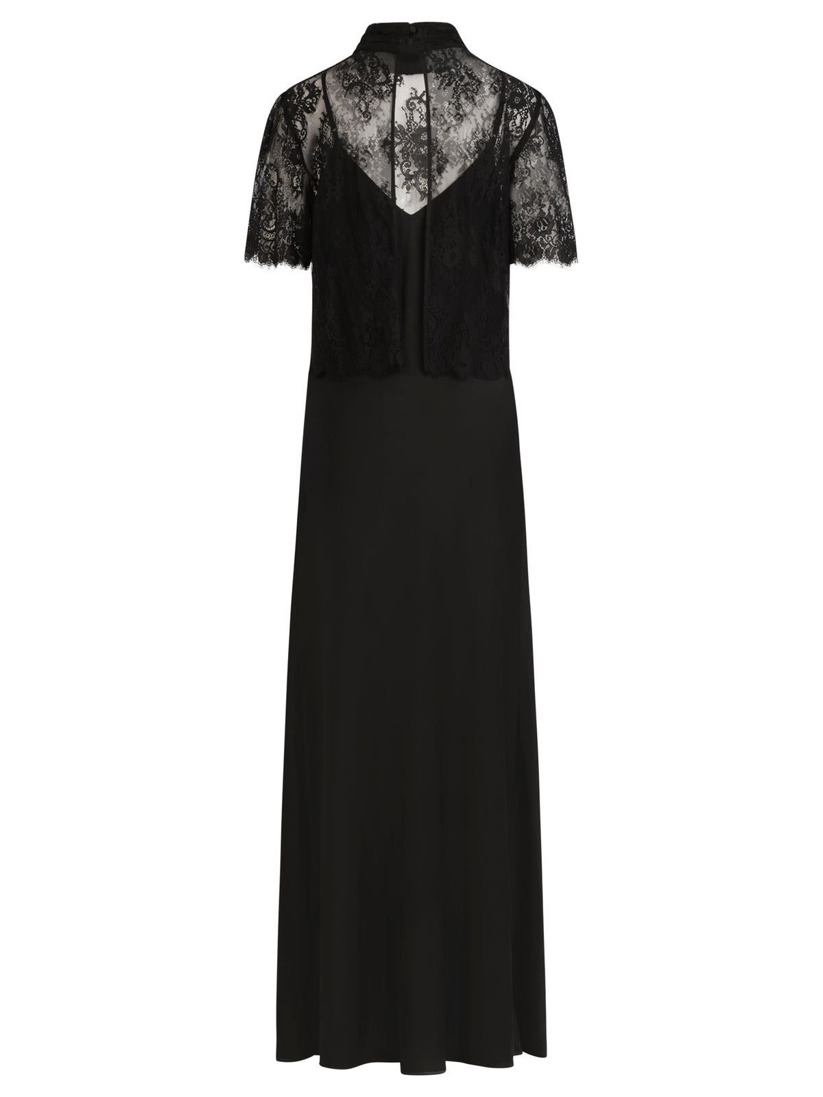 APART Langes Kleid aus Satin mit Spitzenjäckchen | schwarz