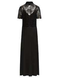 APART Langes Kleid aus Satin mit Spitzenjäckchen | schwarz