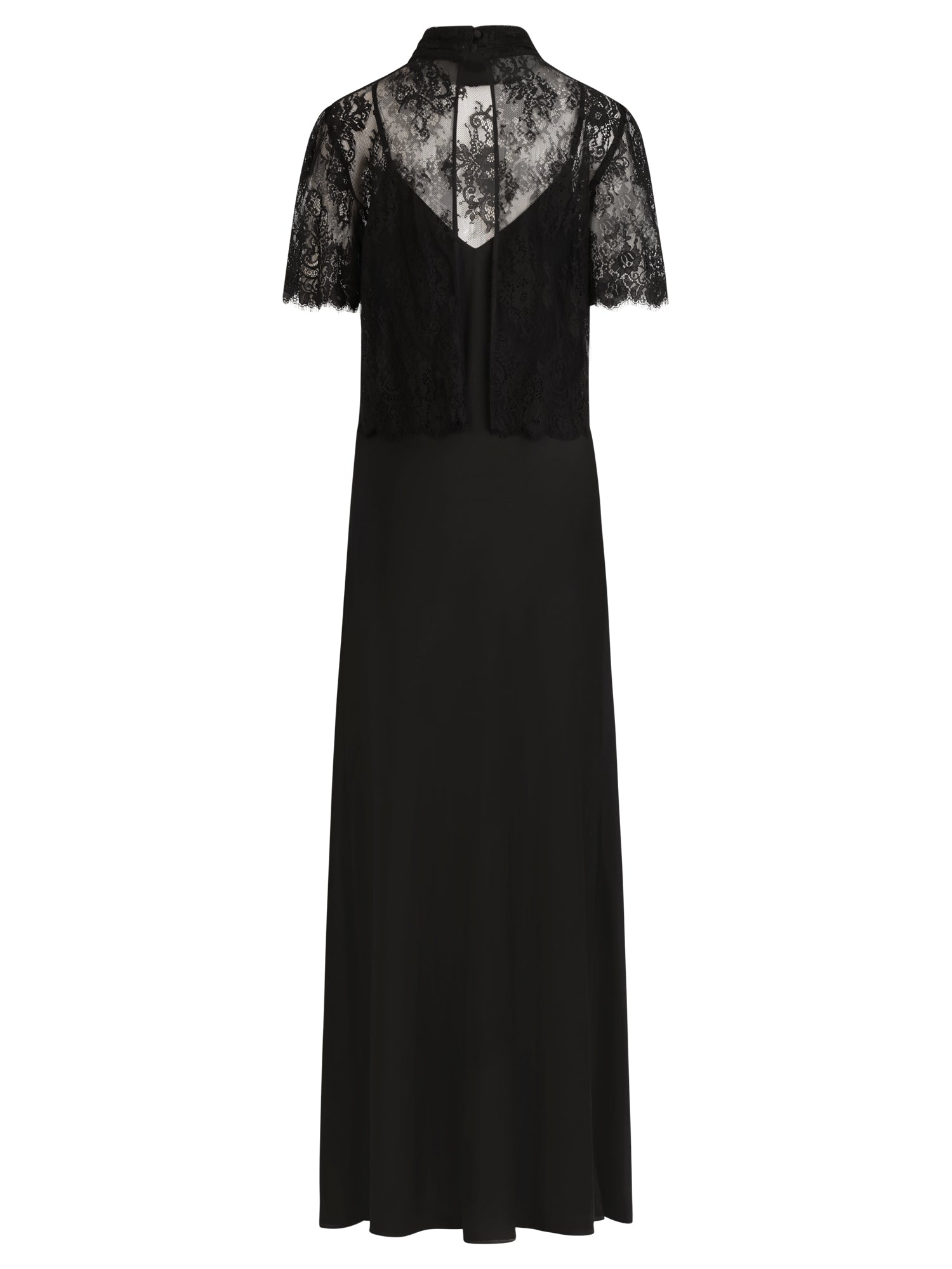 APART Langes Kleid aus Satin mit Spitzenjäckchen | schwarz