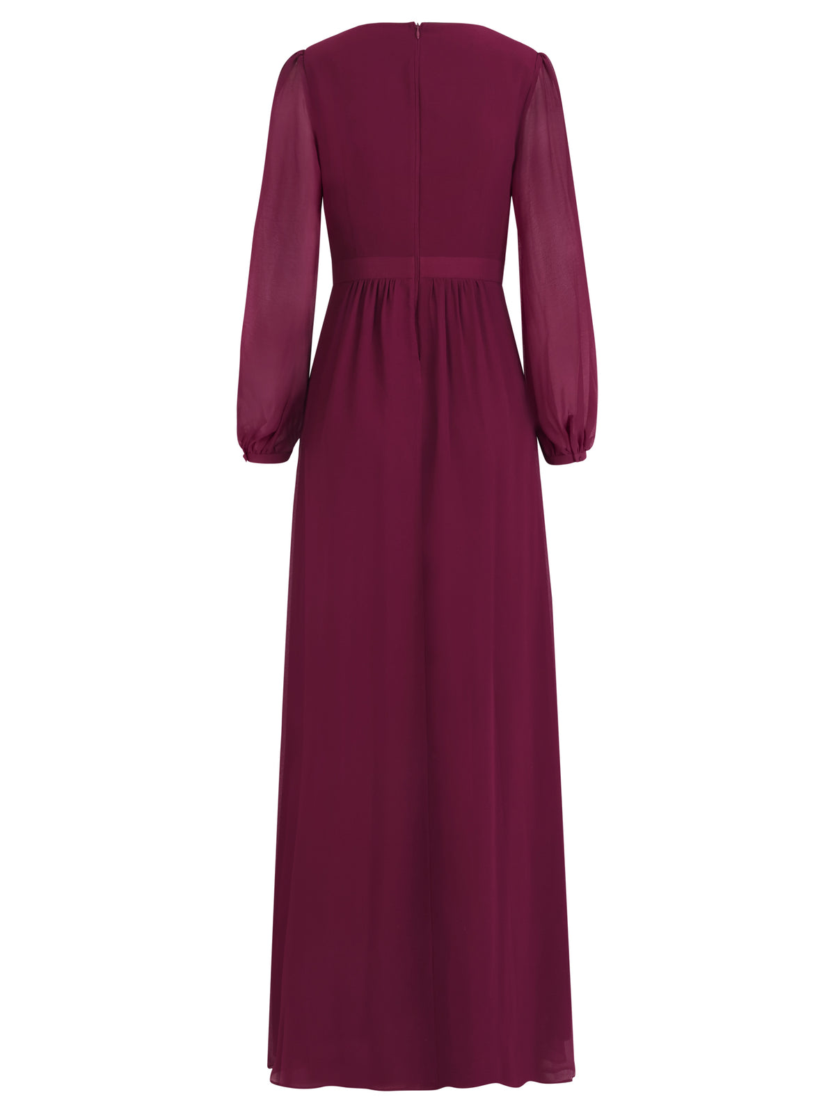 APART Langes Kleid aus Chiffon mit semitransparenten Ärmeln | weinrot