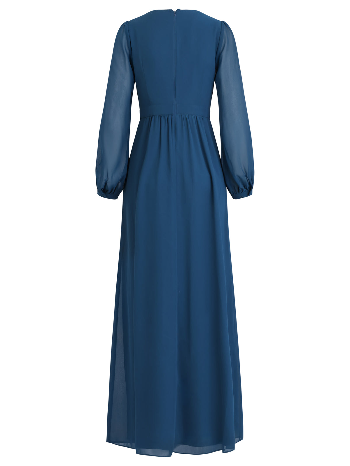 APART Langes Kleid aus Chiffon mit semitransparenten Ärmeln | petrol