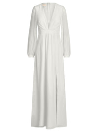 APART Langes Hochzeitskleid aus Chiffon mit semitransparenten Ärmeln | creme