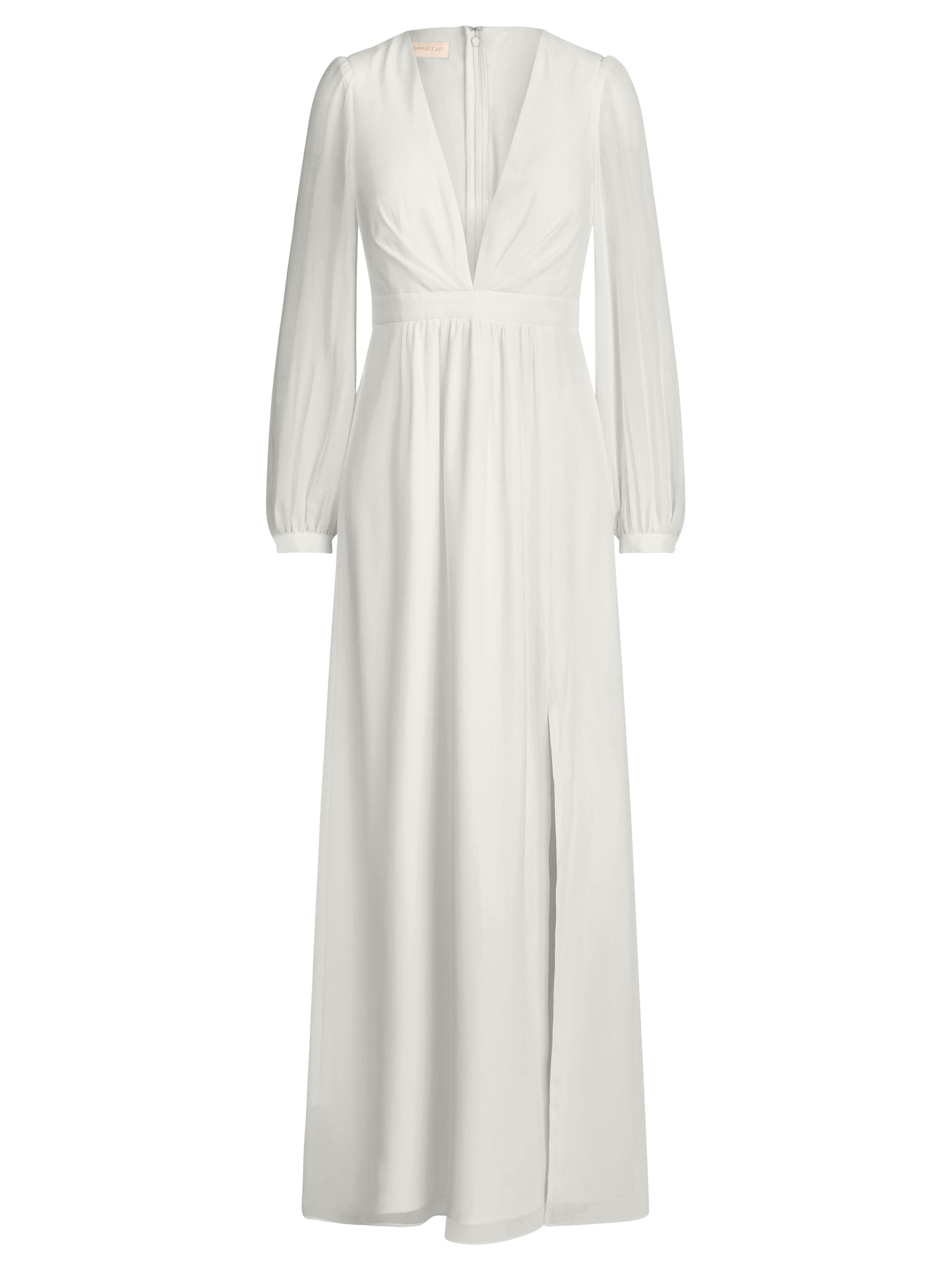 APART Langes Hochzeitskleid aus Chiffon mit semitransparenten Ärmeln | creme