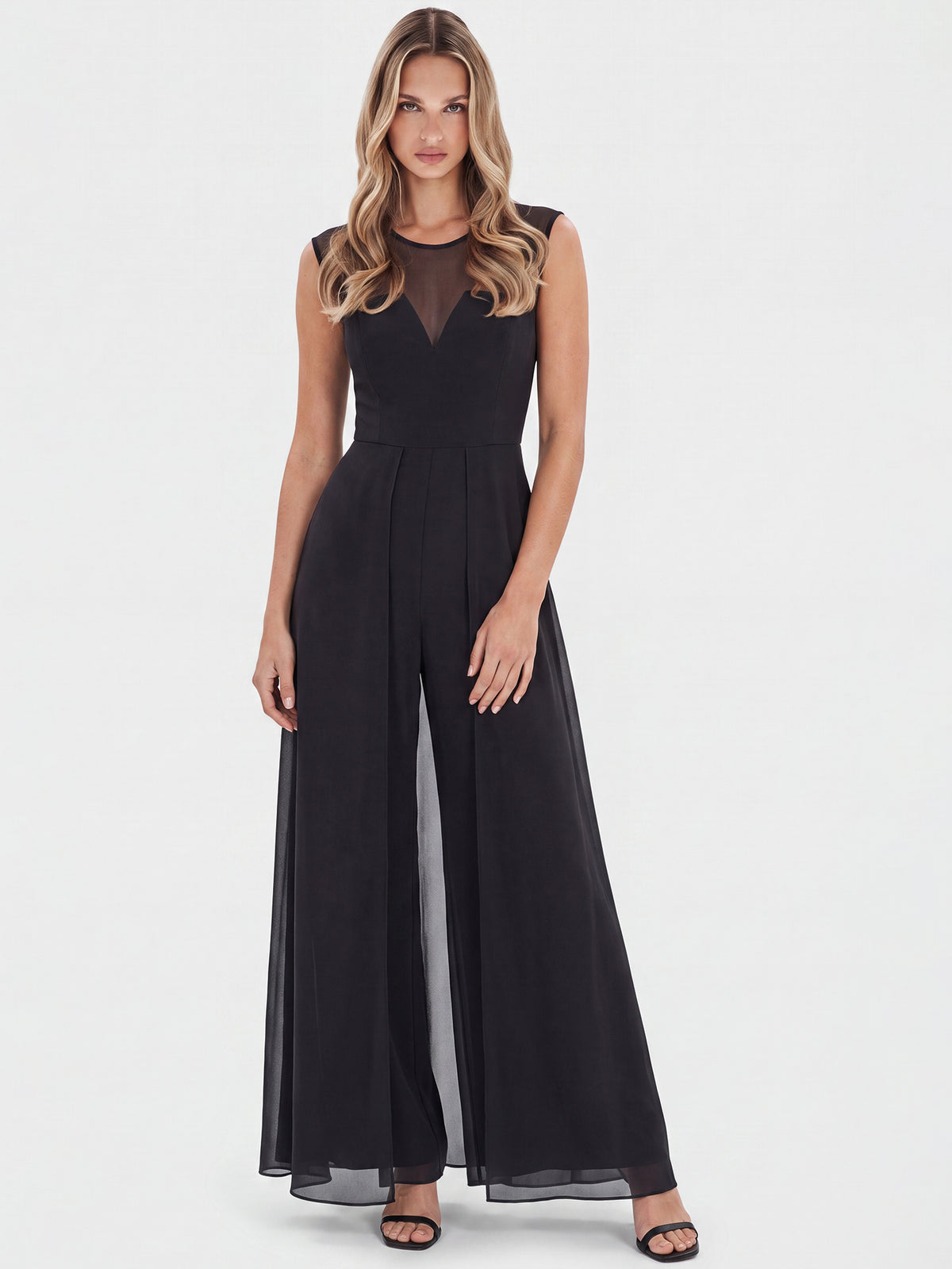 APART Overall mit Chiffon-Cape | schwarz