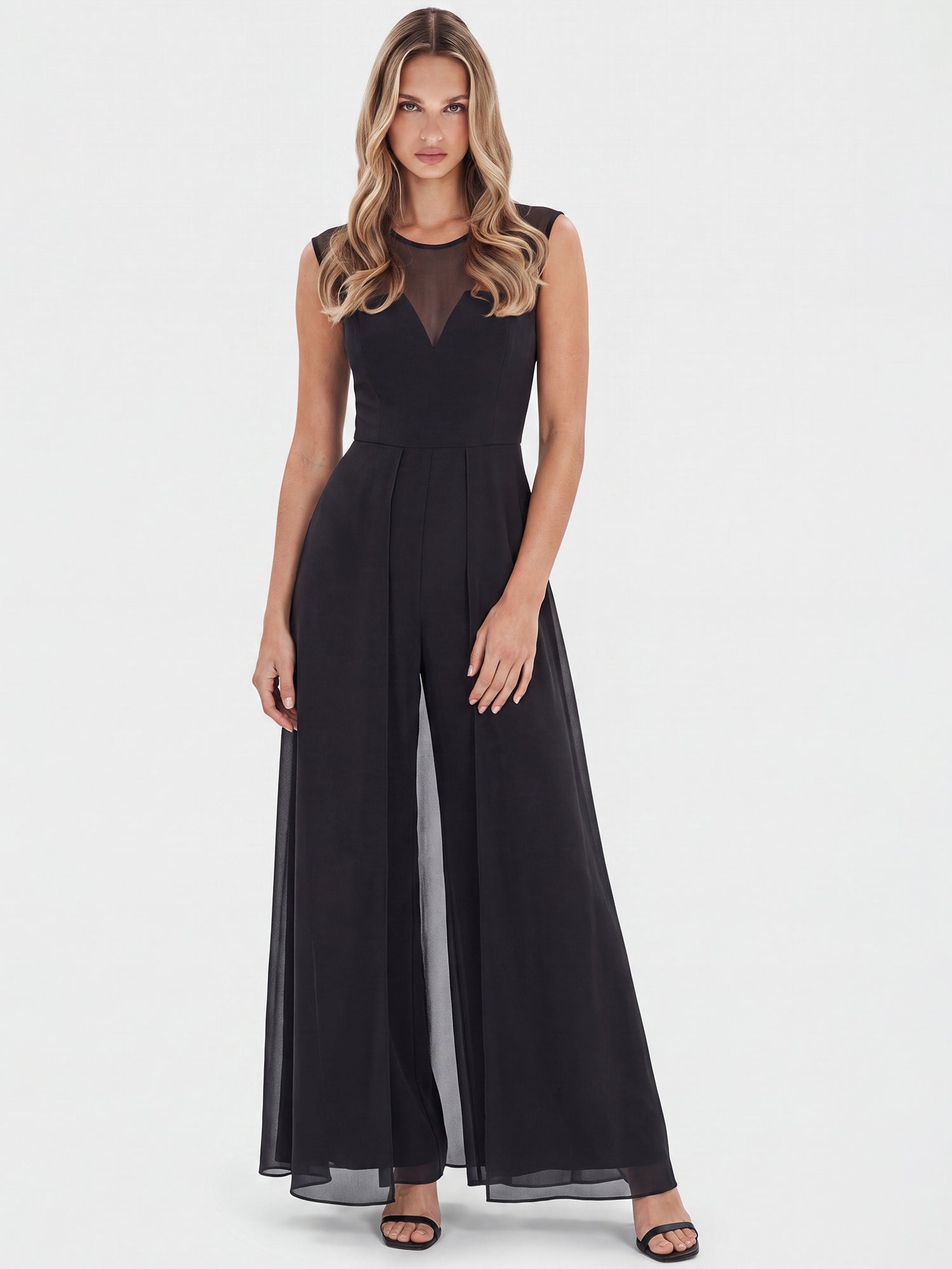 APART Overall mit Chiffon-Cape | schwarz