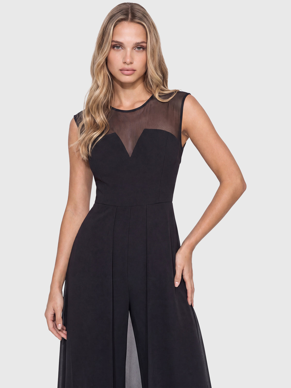 APART Overall mit Chiffon-Cape | schwarz