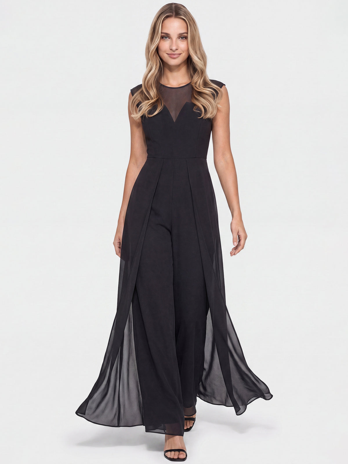 APART Overall mit Chiffon-Cape | schwarz