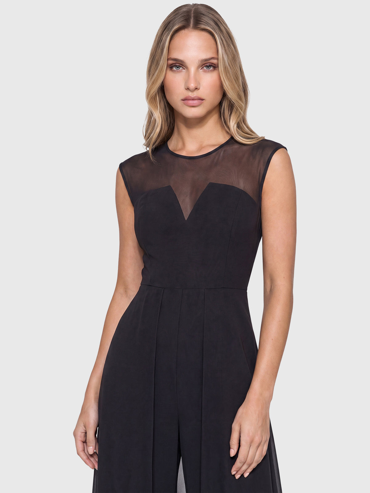 APART Overall mit Chiffon-Cape | schwarz