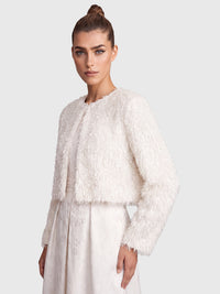 Kurze Fransenjacke mit Fancy Fransen | creme