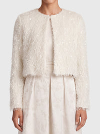 Kurze Fransenjacke mit Fancy Fransen | creme