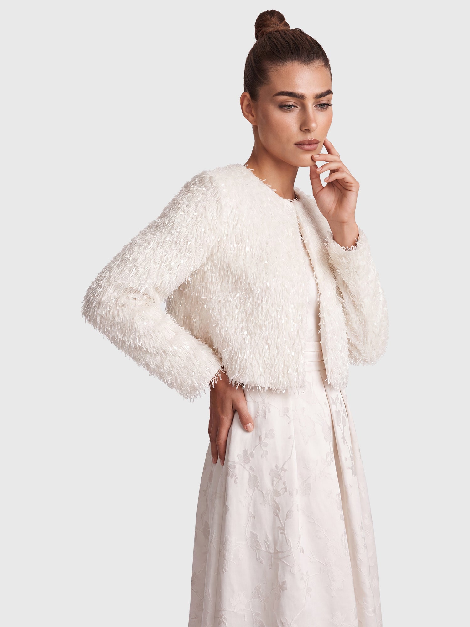 Kurze Fransenjacke mit Fancy Fransen | creme