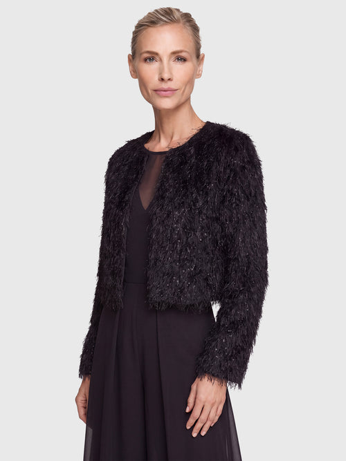 Kurze Fransenjacke mit Fancy Fransen | schwarz image 1
