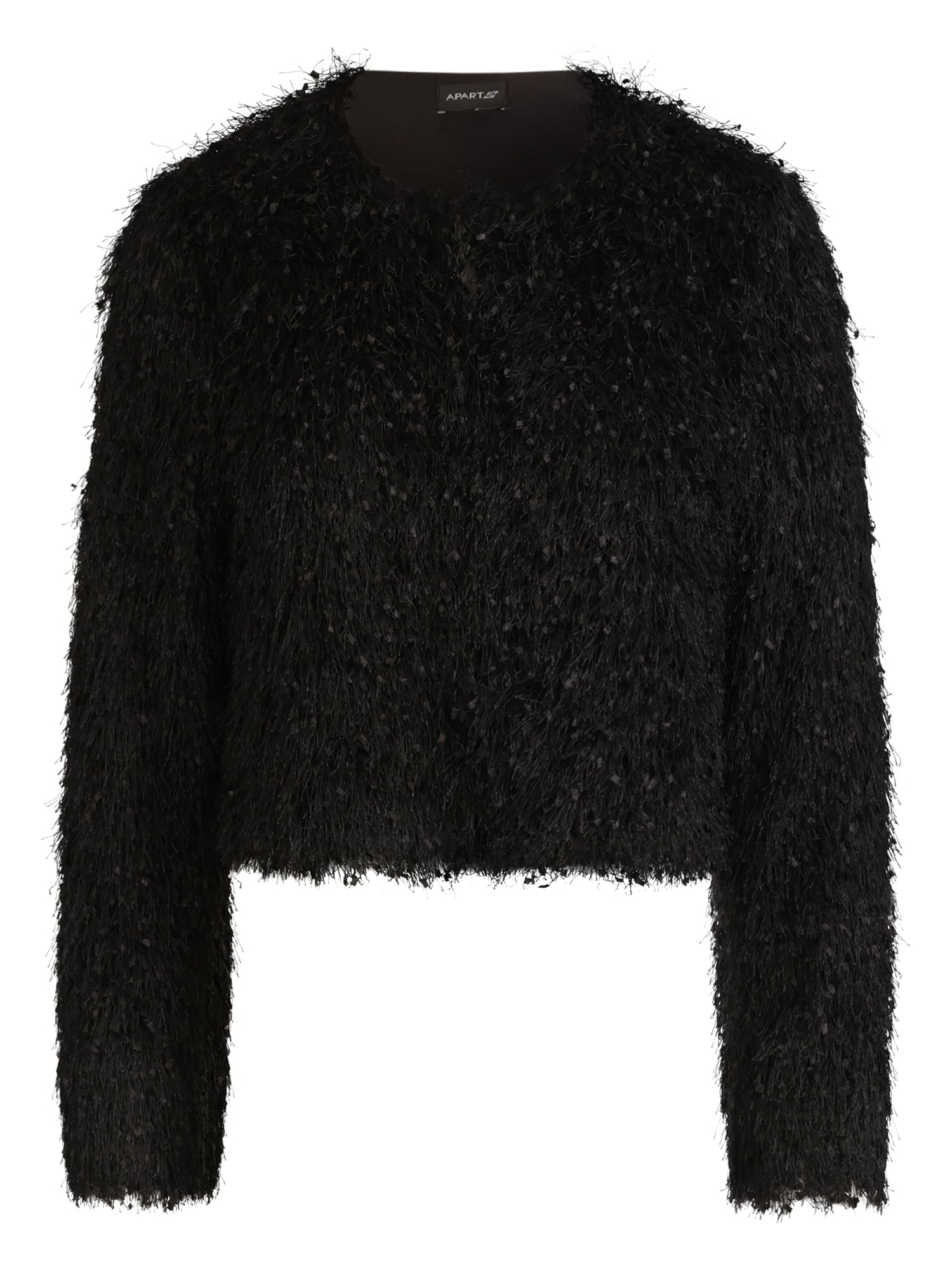 Kurze Fransenjacke mit Fancy Fransen | schwarz