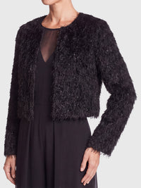 Kurze Fransenjacke mit Fancy Fransen | schwarz