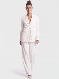 Blazer mit Satin-Drapierung | creme