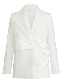Blazer mit Satin-Drapierung | creme