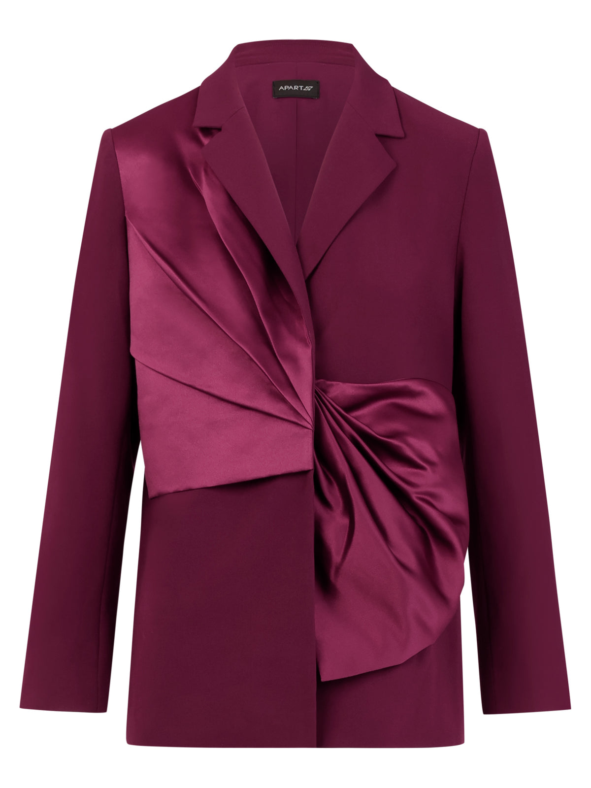 Blazer mit Satin-Drapierung | weinrot