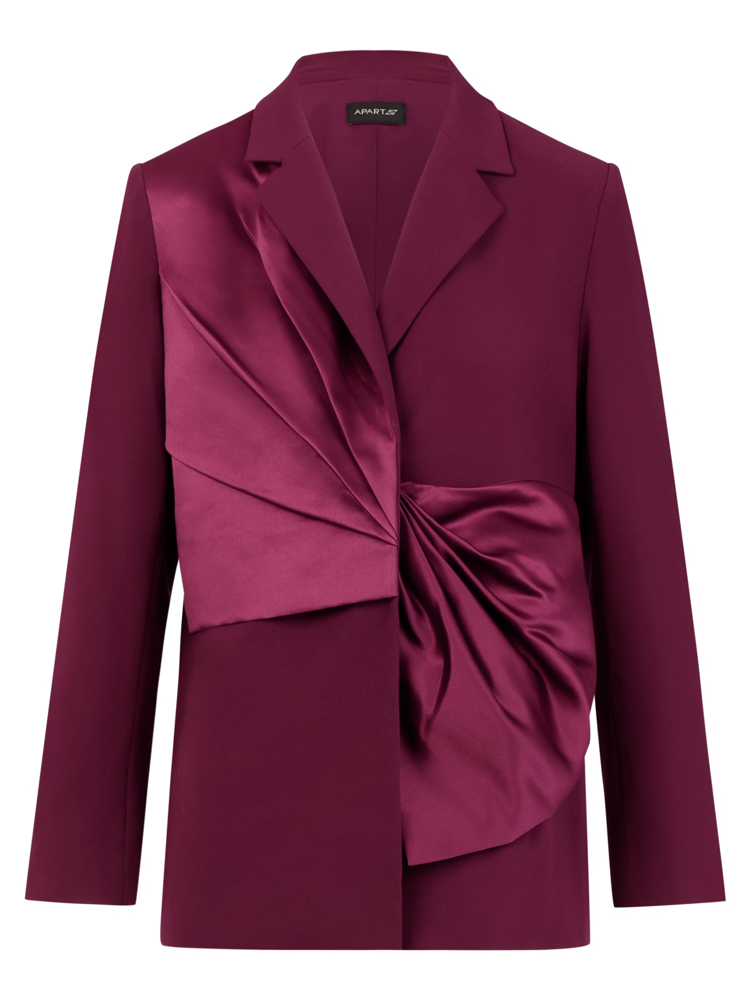 Blazer mit Satin-Drapierung | weinrot
