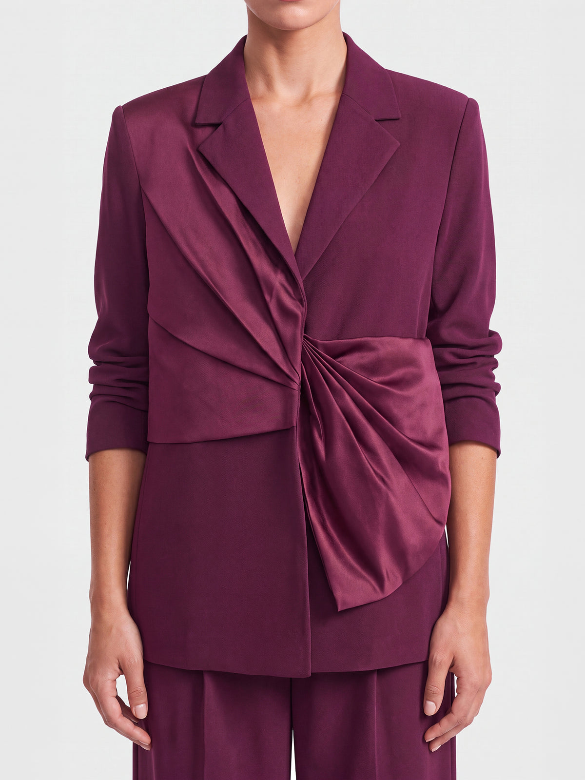 Blazer mit Satin-Drapierung | weinrot