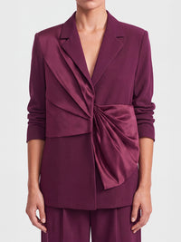 Blazer mit Satin-Drapierung | weinrot