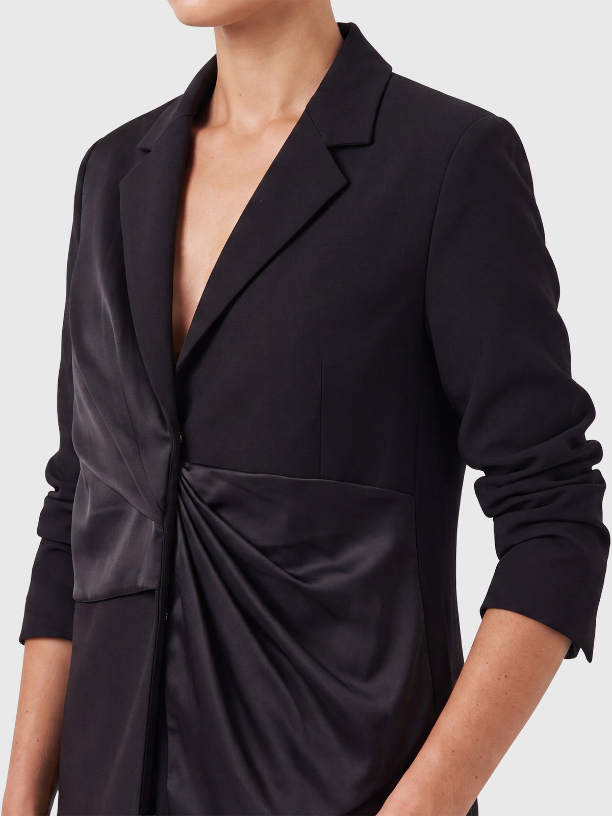 Blazer mit Satin-Drapierung | schwarz